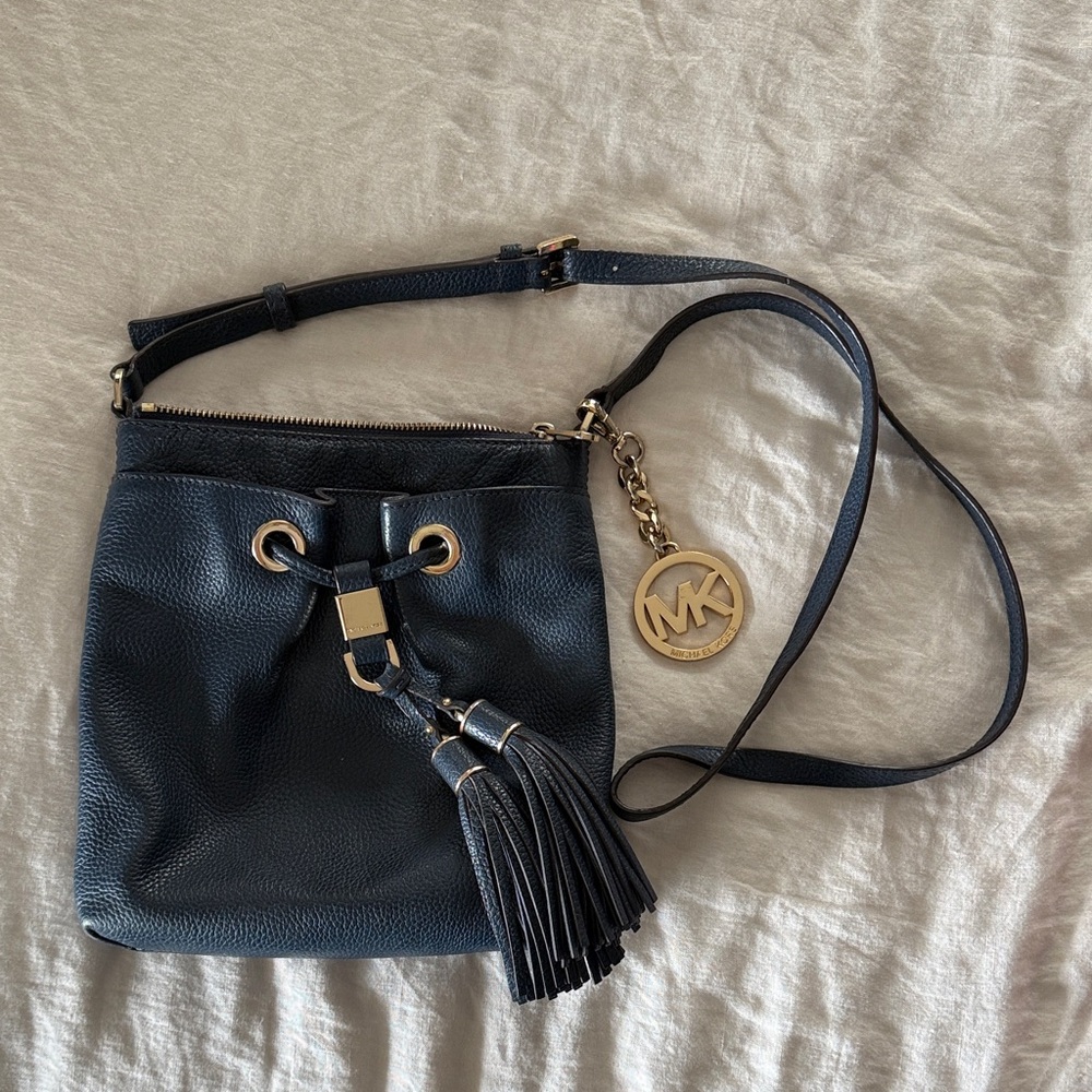 Michael Kors Dark Blue Crossbody Bag with Tassel